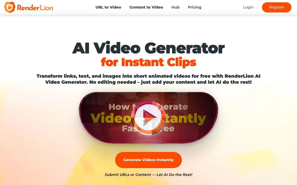 RenderLion homepage screenshot