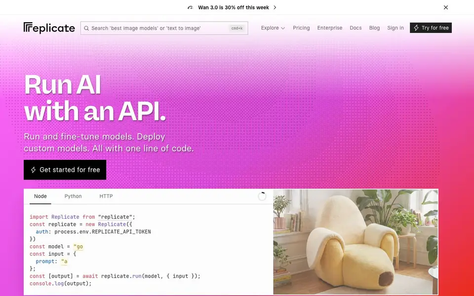 Replicate homepage screenshot
