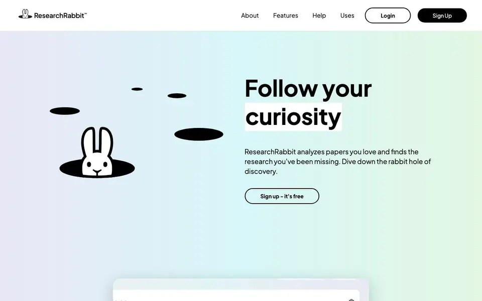 ResearchRabbit homepage screenshot