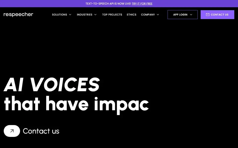 Respeecher Voice Marketplace homepage screenshot