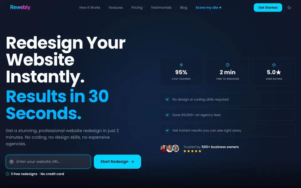 Rewebly homepage screenshot