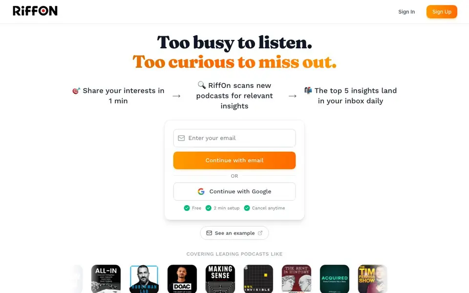 RiffOn homepage screenshot