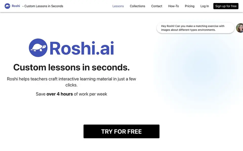 Roshi homepage screenshot