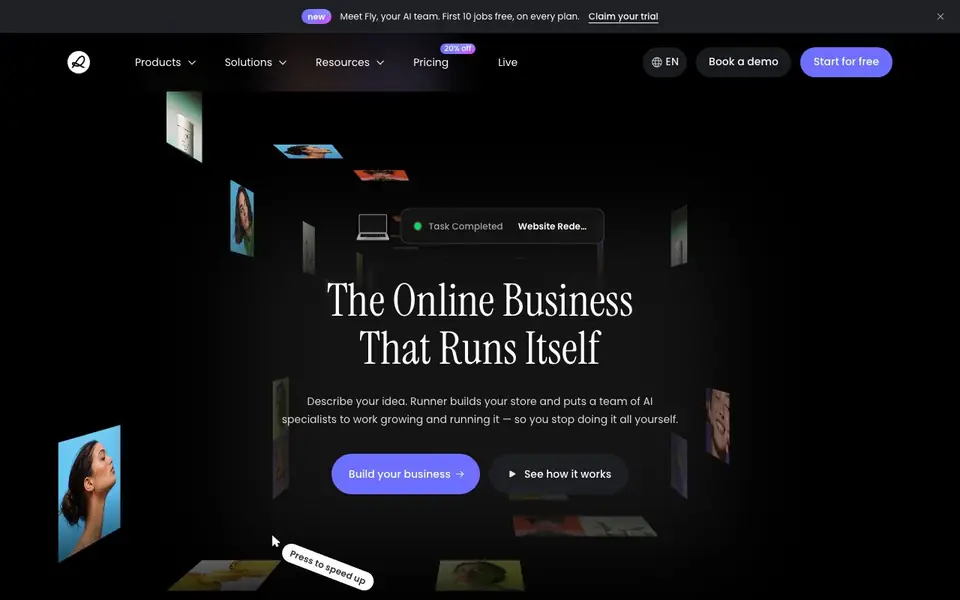 Runner AI homepage screenshot