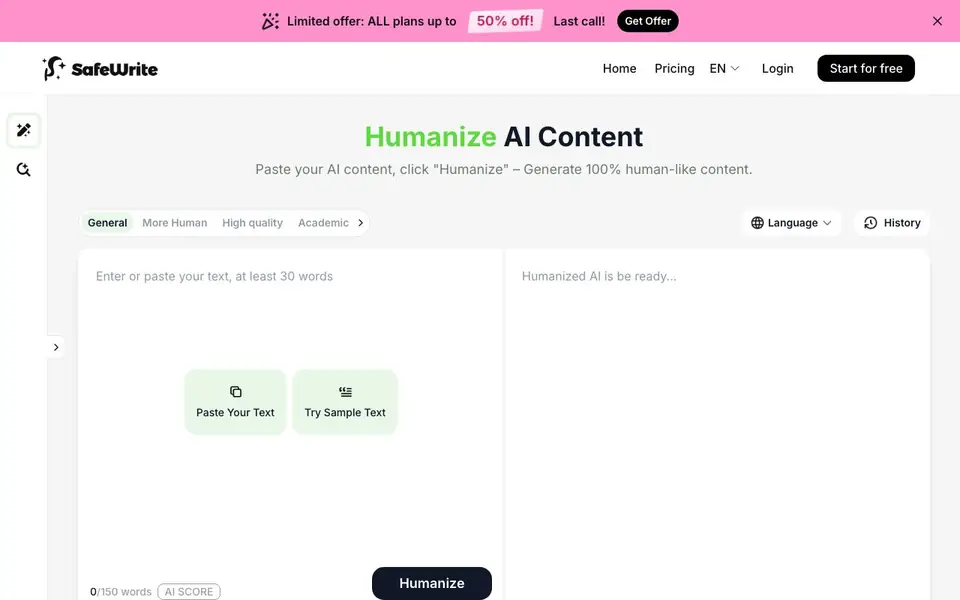 SafeNew AI homepage screenshot