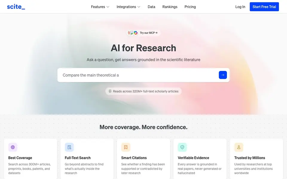 Scite homepage screenshot