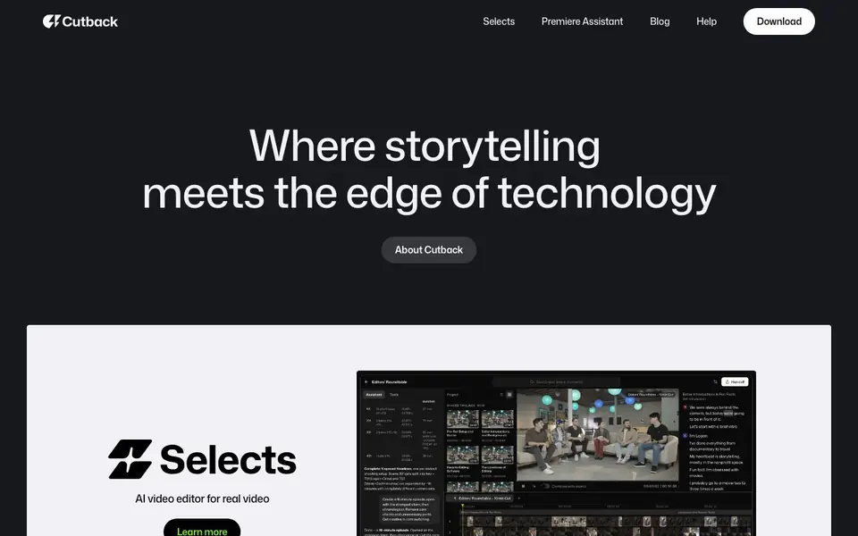 Selects homepage screenshot