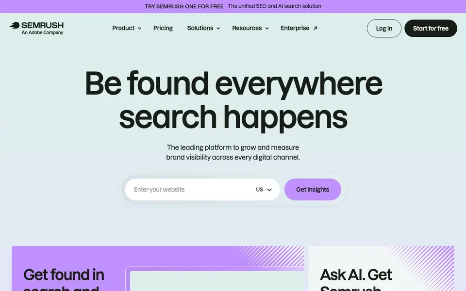Semrush Copilot homepage screenshot