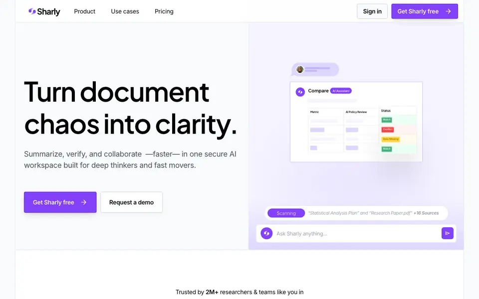 Sharly AI homepage screenshot