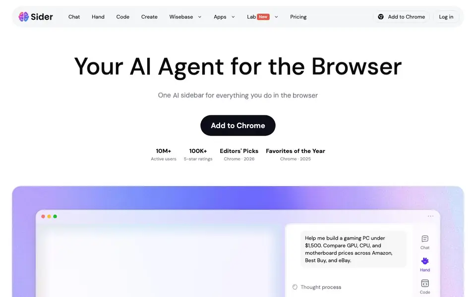 Sider homepage screenshot