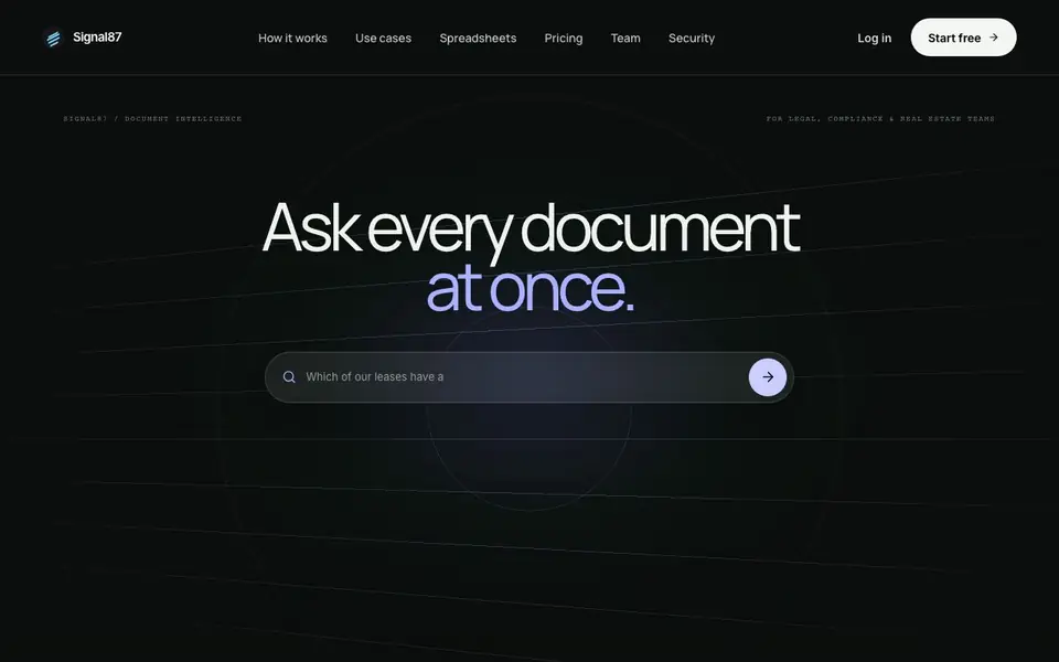 Signal87 AI homepage screenshot