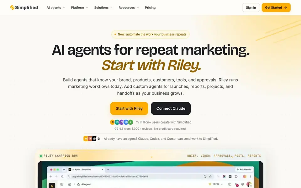 Simplified homepage screenshot