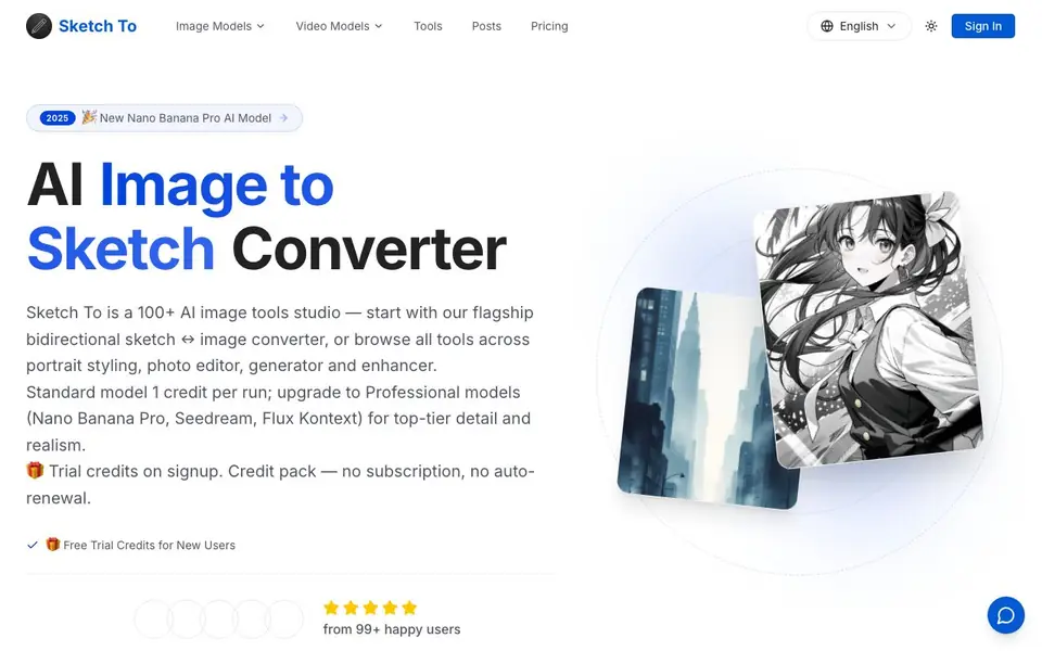 Sketch To homepage screenshot