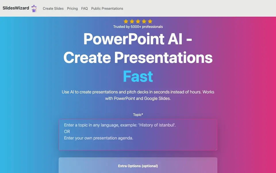 SlidesWizard homepage screenshot