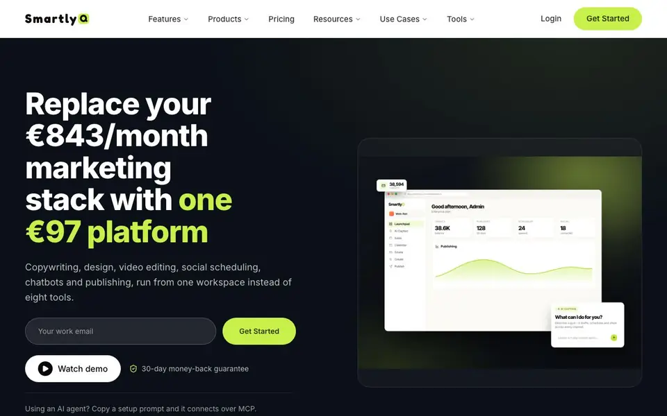 SmartlyQ homepage screenshot