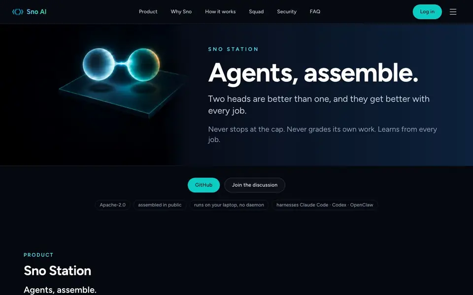 Sno homepage screenshot