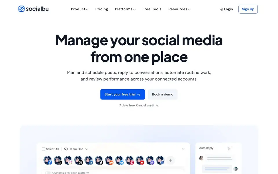 SocialBu homepage screenshot