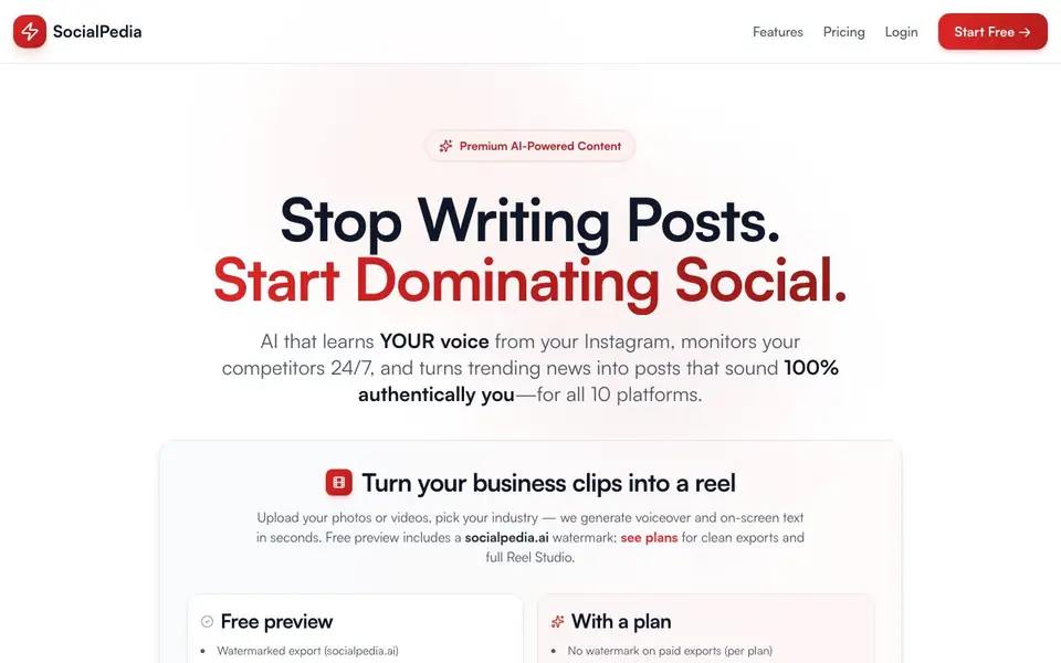 SocialPedia homepage screenshot