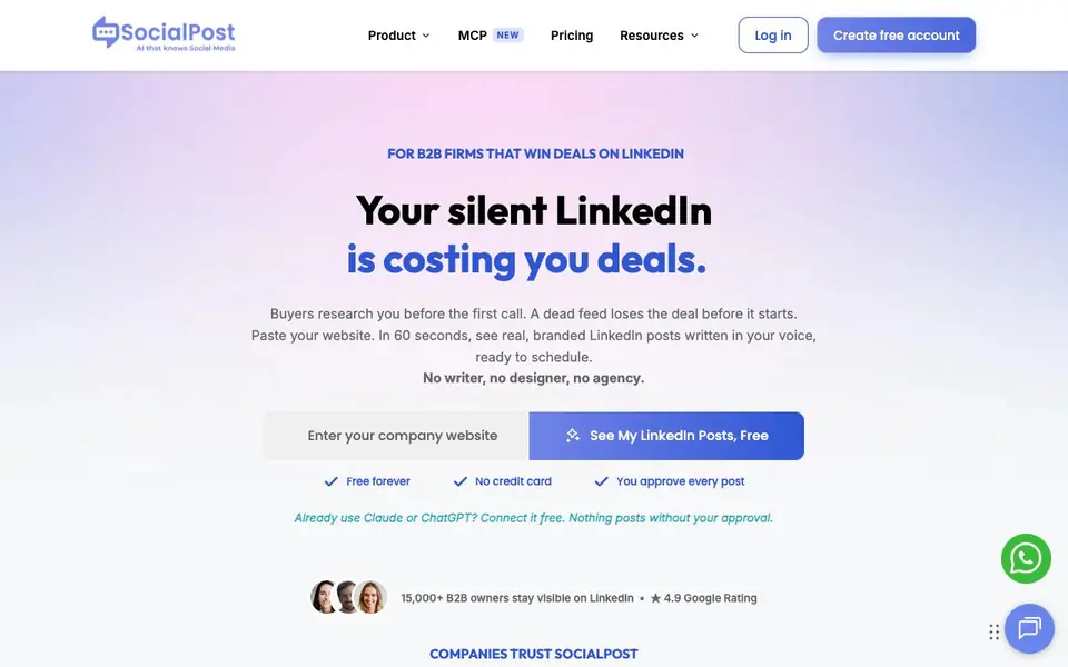 SocialPost homepage screenshot