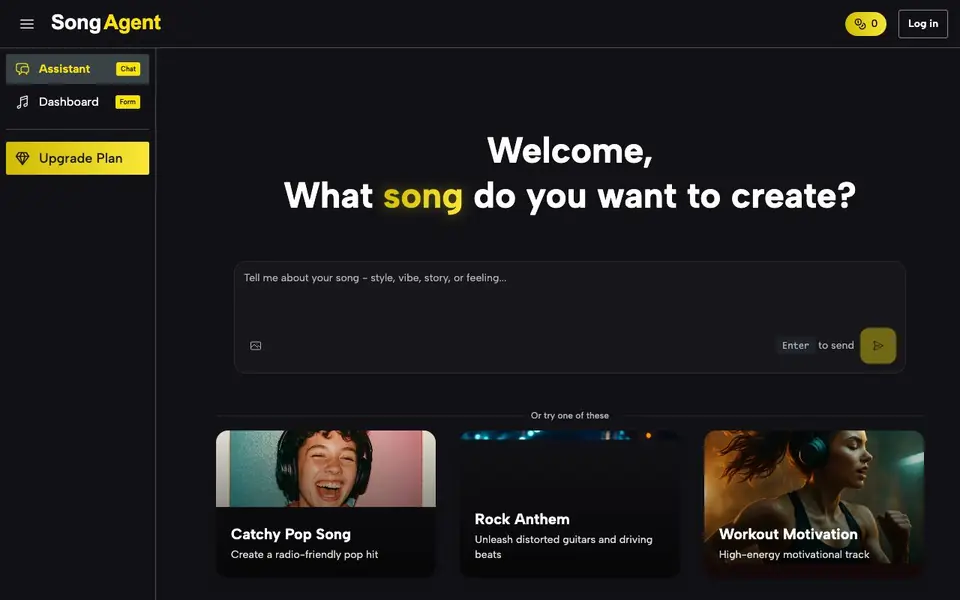 Song Agent AI homepage screenshot
