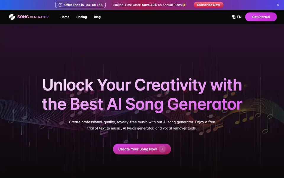 SongGenerator.io homepage screenshot