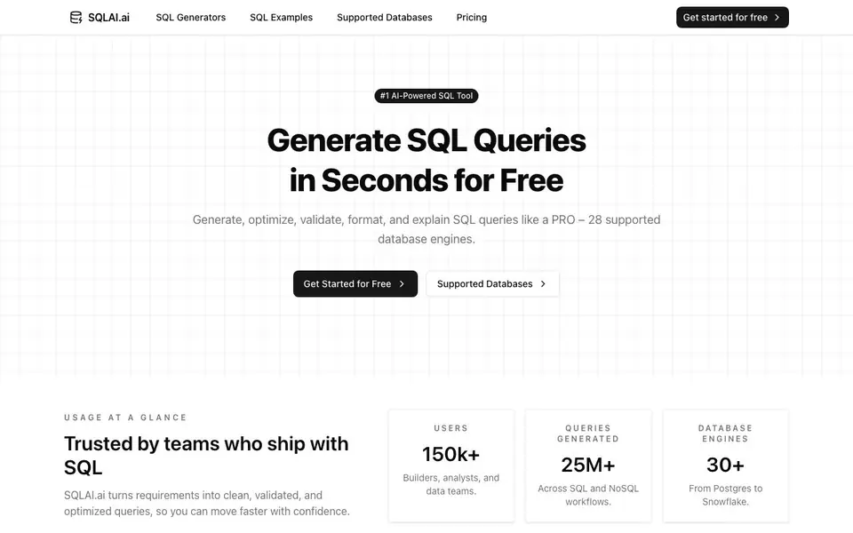 SQLAI.ai homepage screenshot