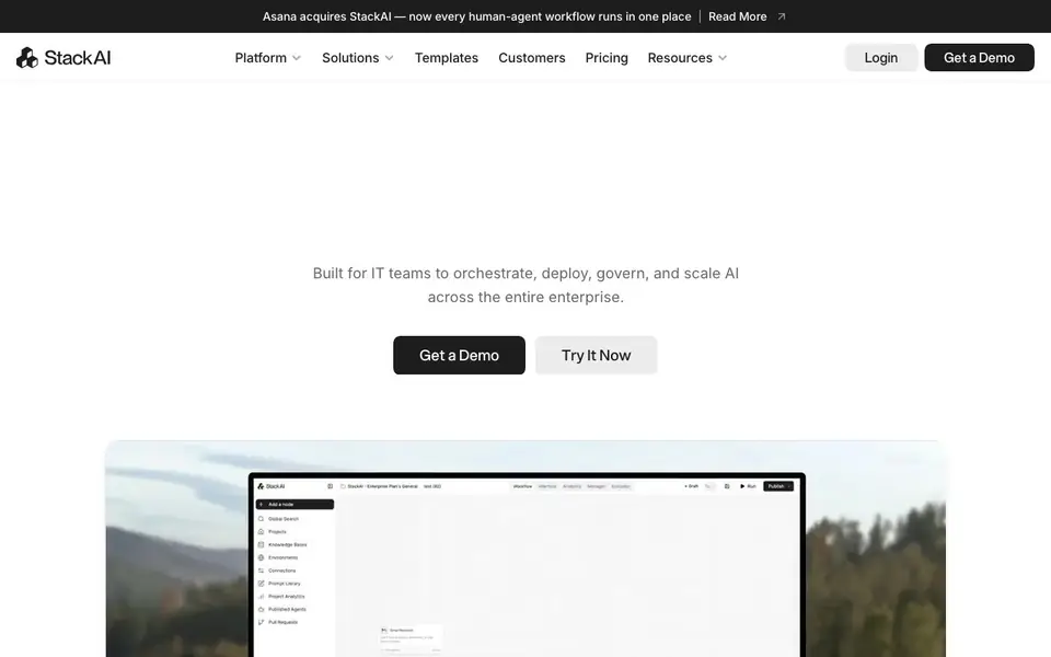 Stack AI homepage screenshot