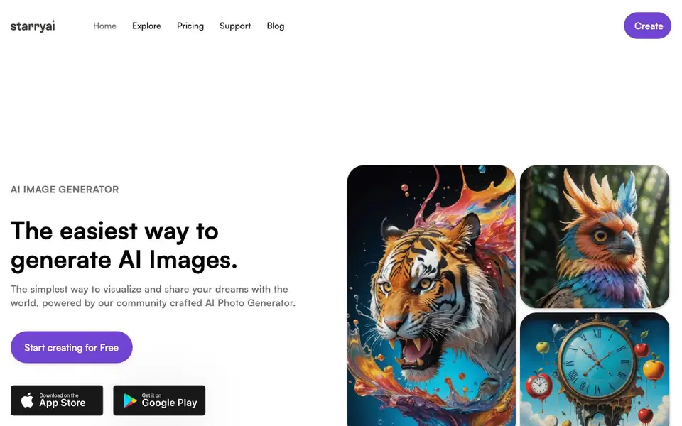 starryai homepage screenshot