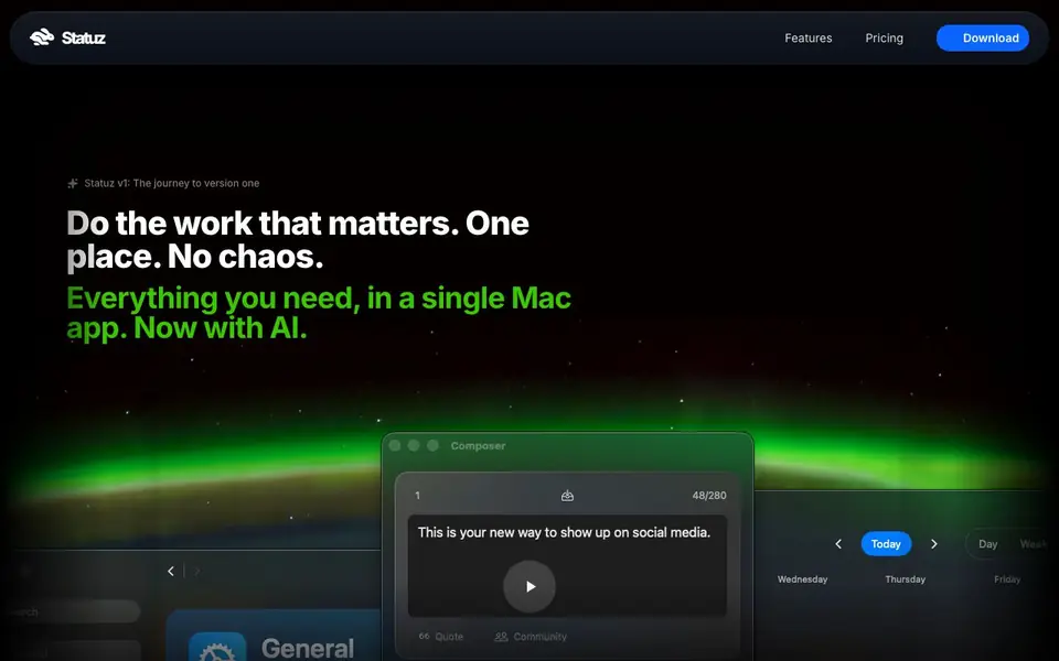 Statuz homepage screenshot