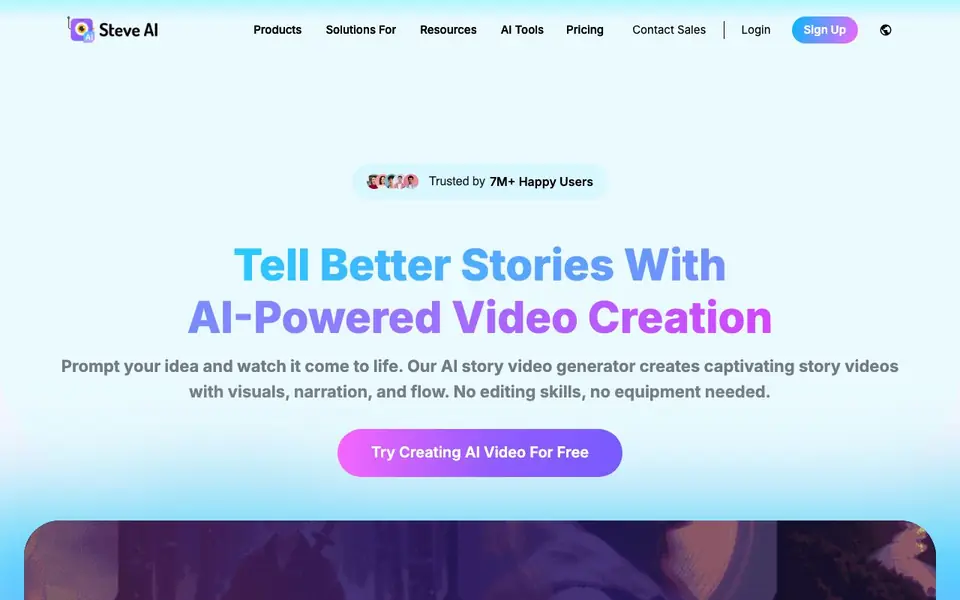 Steve AI homepage screenshot