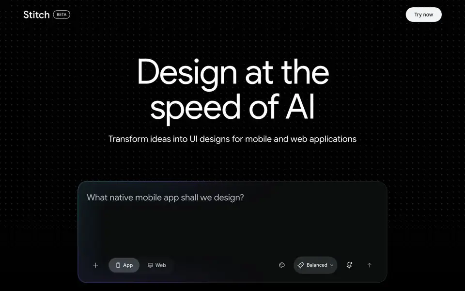 Stitch homepage screenshot