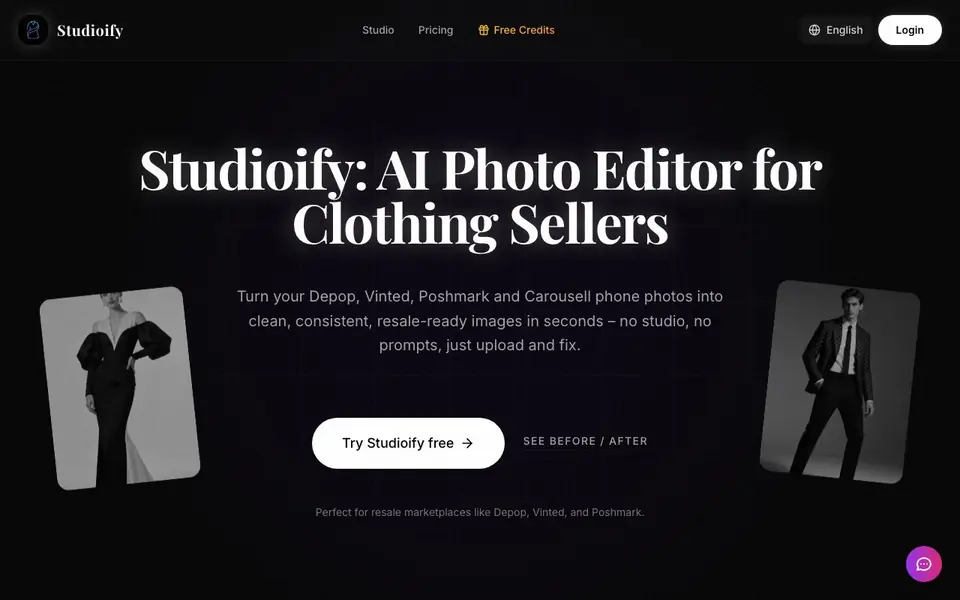 Studioify homepage screenshot