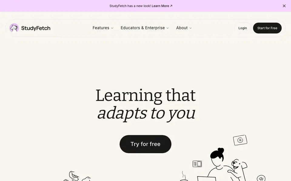 Study Fetch homepage screenshot