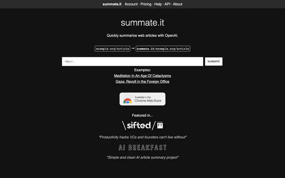 Summate.it homepage screenshot