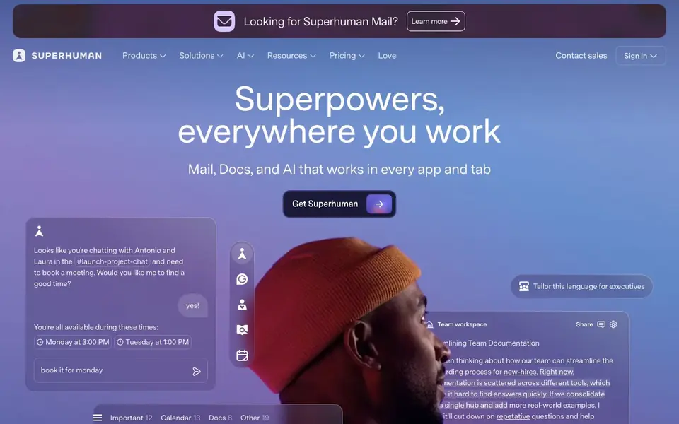Superhuman homepage screenshot