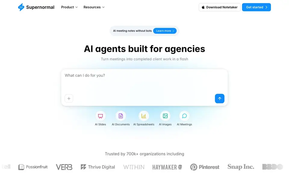 Supernormal homepage screenshot