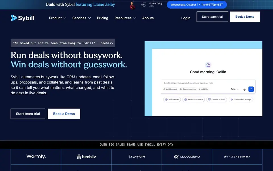 Sybill homepage screenshot