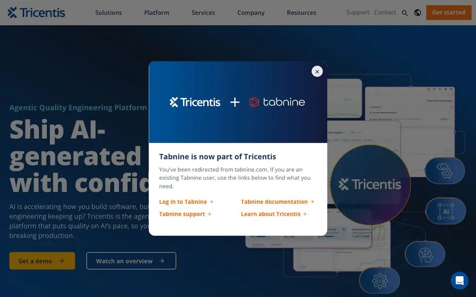 Tabnine homepage screenshot