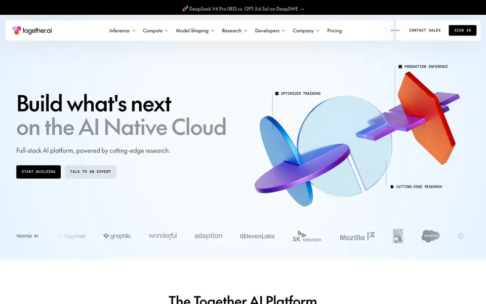 Together AI homepage screenshot