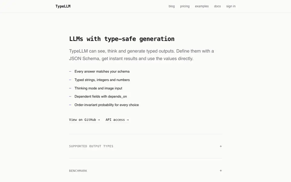 TypeLLM homepage screenshot