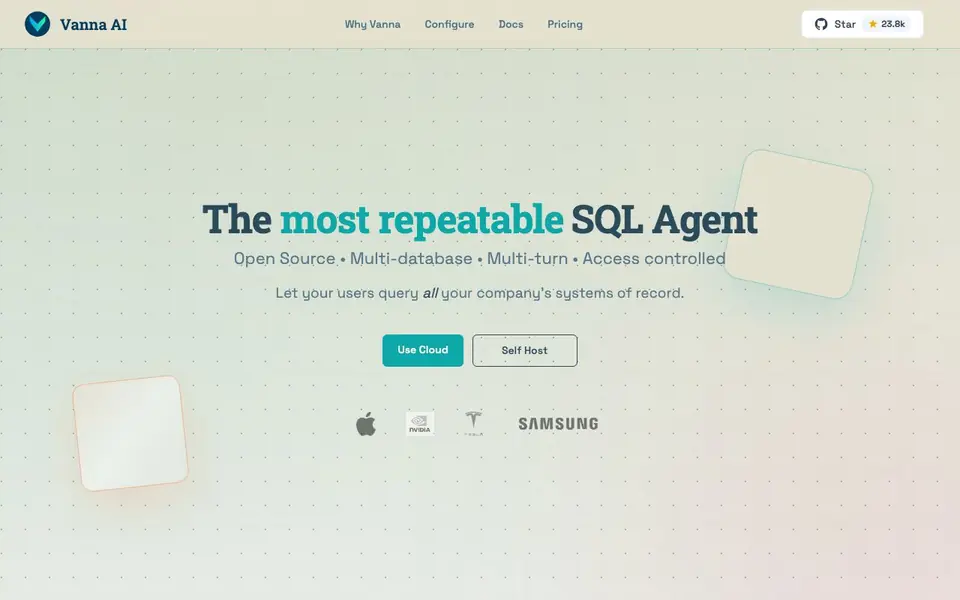 Vanna.AI homepage screenshot