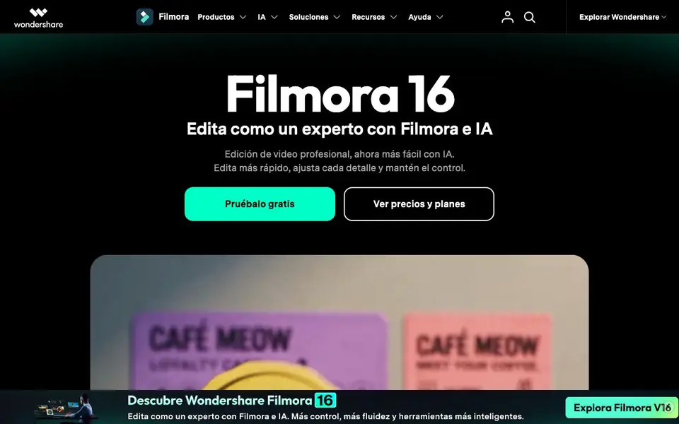 Wondershare Filmora homepage screenshot