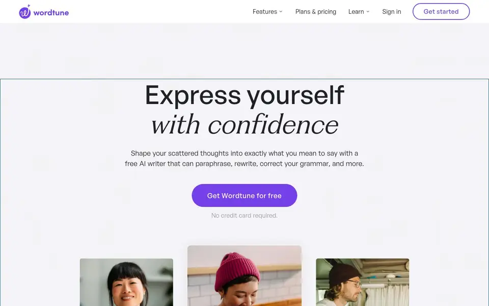Wordtune homepage screenshot