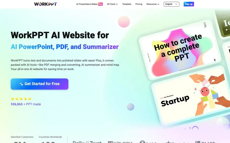 WorkPPT homepage screenshot