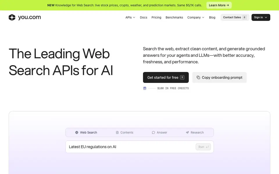 You.com homepage screenshot