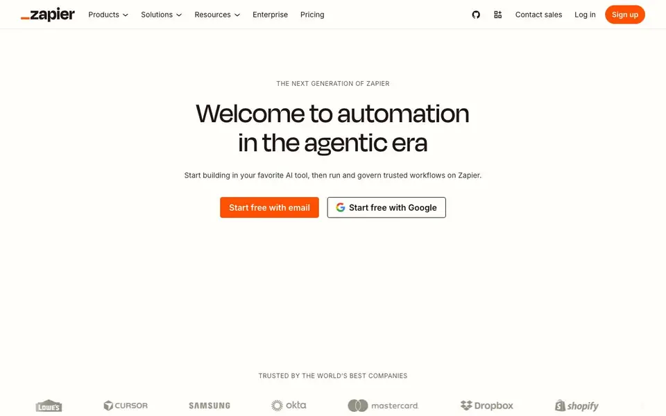 Zapier homepage screenshot